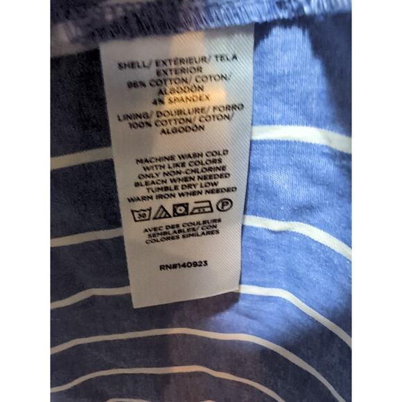 LOFT Shirt Dress Sz 16 Blue White Striped Long Sleeve Wrap Midi V-Neck - Picture 9 of 15